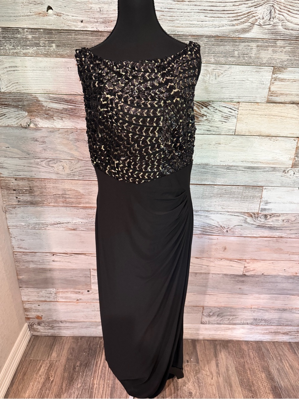 Ralph Lauren Black Maxi Dress with Sequin Bodice